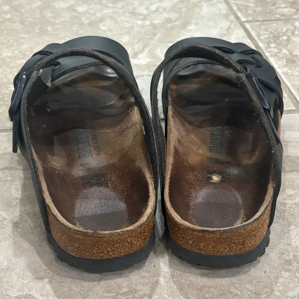 Birkenstock Salina Black Birko-Flor Multi Strap Buckle Slide Sandals Womens Sz 7